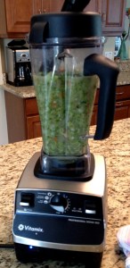 The soup can be blended with an immersion blender or a regular blender/Vitamix. Just be careful!