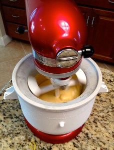 The Kitchen Aid ice cream attachment really simplifies the churning process.